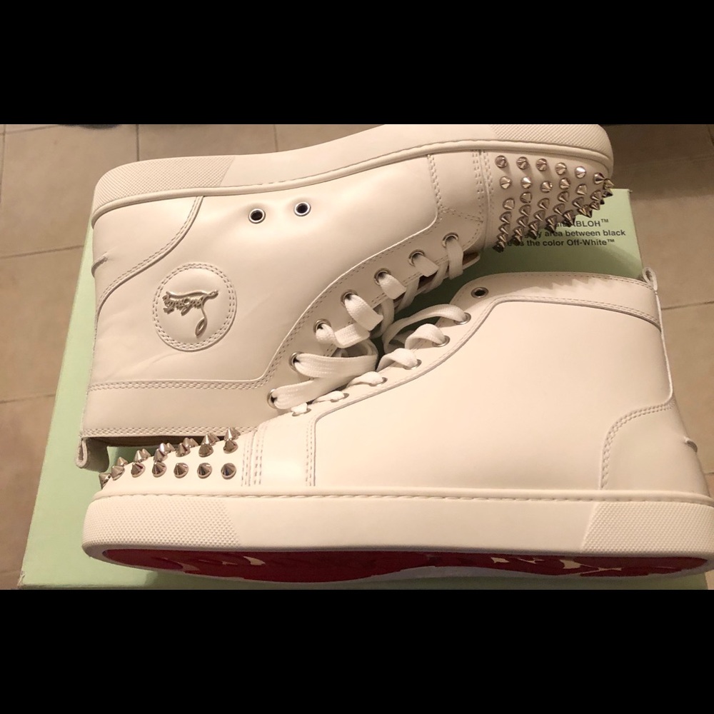 Christian Louboutin Louis white leather & silver